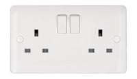 Deta Vimark VP1209DP Pro White Moulded 2 Gang 13A Switched Socket DP