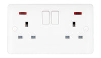 Deta Vimark VP1209DPN Pro White Moulded 2 Gang 13A Switched Socket DP with Neon