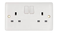 Deta Vimark VP1209SP Pro White Moulded 2 Gang 13A Switched Socket SP
