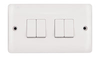 Deta Vimark VP1244 Pro White Moulded 4 Gang 2 Way 10AX Plate Switch
