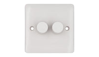 Deta Vimark VP1415 Pro White Moulded 2 Gang 250W Universal Dimmer with Multiway Dimming