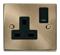 Click Deco VPAB035BK Victorian 13A 1G DP Switched Socket - Antique Brass (Black)