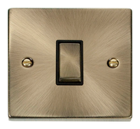 Click Deco VPAB411BK Victorian 10AX Ingot 1-Gang 2-Way Plate Switch - Antique Brass (Black)