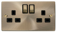 Click Deco VPAB536BK Victorian 13A Ingot 2G DP Switched Socket - Antique Brass (Black)