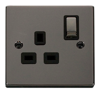 Click Deco VPBN535BK Victorian 13A Ingot 1G DP Switched Socket - Black Nickel (Black)