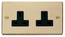 Click Deco VPBR032BK Victorian 2G 13A Unswitched Socket - Polished Brass (Black) - westbasedirect.com