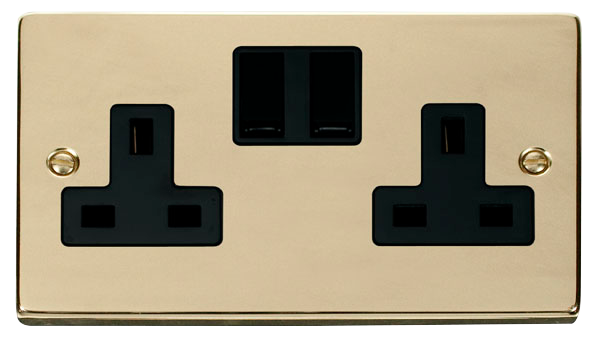 Click Deco VPBR036BK Victorian 13A 2G DP Switched Socket - Polished Br ...