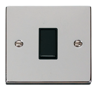 Click Deco VPCH011BK Victorian 10AX 1-Gang 2-Way Plate Switch - Polished Chrome (Black)