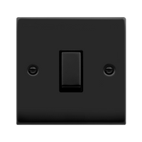 Click Deco VPMB411BK Victorian 10AX Ingot 1-Gang 2-Way Plate Switch - Matt Black (Black)