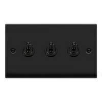 Click Deco VPMB423 Victorian 10AX 3-Gang 2-Way Toggle Plate Switch - Matt Black