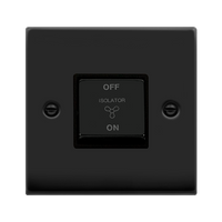 Click Deco VPMB520BK Victorian 10A Ingot 3 Pole Fan Isolation Plate Switch - Matt Black (Black)