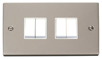 Click Deco VPPN019WH Victorian 10AX 4-Gang 2-Way Plate Switch - Pearl Nickel (White)