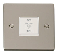 Click Deco VPPN020WH Victorian 10A 3 Pole Fan Isolation Plate Switch - Pearl Nickel (White)