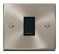 Click Deco VPSC011BK Victorian 10AX 1-Gang 2-Way Plate Switch - Satin Chrome (Black)