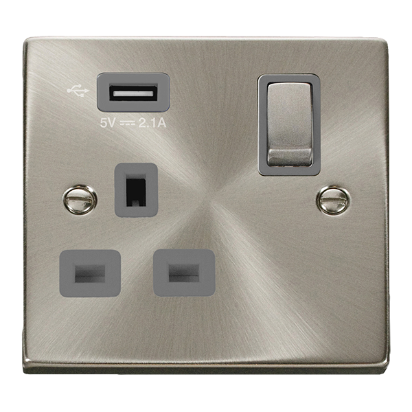 Click Deco VPSC571UGY Victorian 13A Ingot 1G Switched Socket + 1x2.1A ...