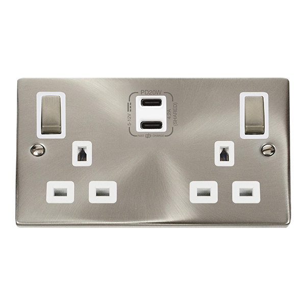 Buy Click Deco VPSC596WH Victorian 'Ingot' 13A 2 Gang Switched Safety ...