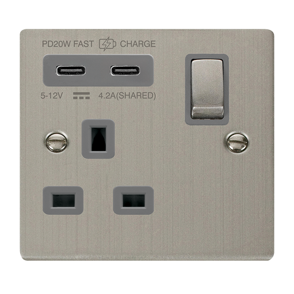 Buy Click Deco VPSS595GY Victorian 'Ingot' 13A 1 Gang Switched Safety ...