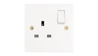 Deta Vimark VS1207SP White Moulded Square Edge 1 Gang 13A Switched Socket SP