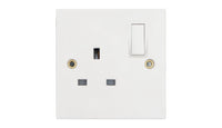 Deta Vimark VS1207SPR White Moulded Square Edge 1 Gang 13A Switched Socket SP Recessed Switch