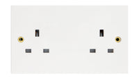 Deta Vimark VS1208 White Moulded Square Edge 2 Gang 13A Unswitched Socket