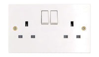 Deta Vimark VS1209DP White Moulded Square Edge 2 Gang 13A Switched Socket DP
