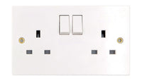 Deta Vimark VS1209SP White Moulded Square Edge 2 Gang 13A Switched Socket SP