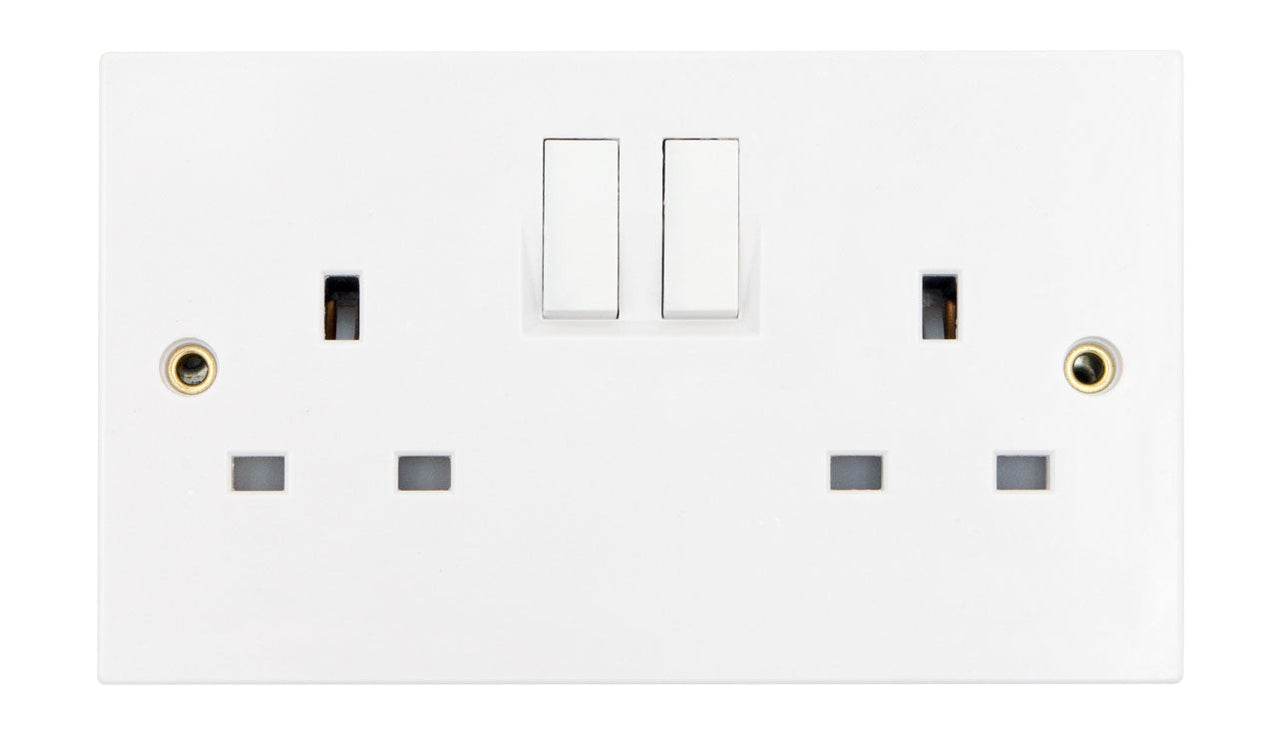 Deta Vimark VS1209SPR White Moulded 2 Gang 13A Single Pole Switched ...