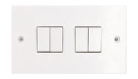 Deta Vimark VS1244 White Moulded Square Edge 4 Gang 2 Way 10AX Plate Switch