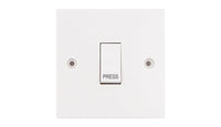 Deta Vimark VS1249 White Moulded Square Edge 1 Gang 2 Way 10AX Plate Switch Marked 'Press'