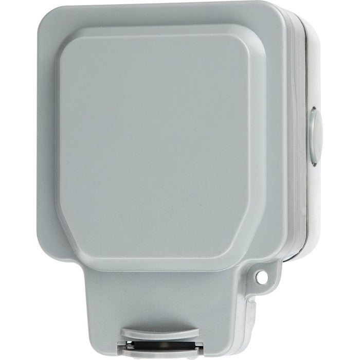 LIVE Electrical WJ1G2P-G Weatherproof IP66 1 Gang 13A Double Pole Switched Socket - Grey
