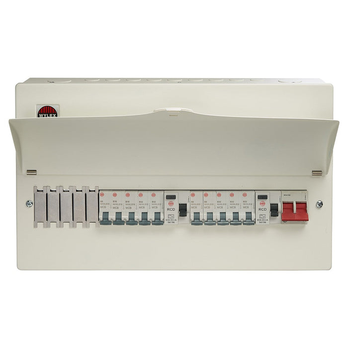 Wylex WNM1770 15 Way High Integrity Consumer Unit + 100A Main Switch, 2x80A 30mA Type A RCD & 10 MCBs