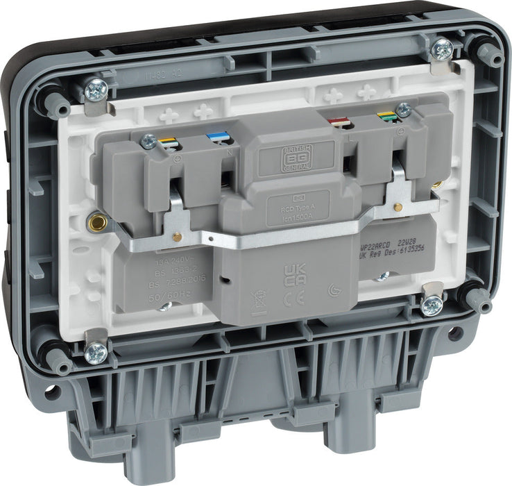 BG WP22ARCD-02 Weatherproof Nexus Storm 13A 2G Type A RCD Switched Socket (Latching) - westbasedirect.com