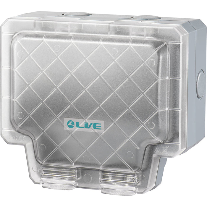 LIVE Electrical WP2G13A-B Weatherproof IP66 13A 2 Gang Empty Enclosure