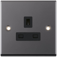 Selectric 7MPRO-419 7M-PRO 1 Gang 13A Unswitched Socket Outlet Black Nickel, Black Insert