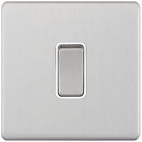 Selectric 5MPLUS-707 5M-PLUS Screwless 1 Gang 10AX Intermediate Switch - Satin Chrome, White Insert