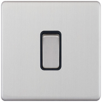 Selectric 5MPLUS-201 5M-PLUS Screwless 1 Gang 2 Way 10AX Plate Switch - Satin Chrome, Black Insert