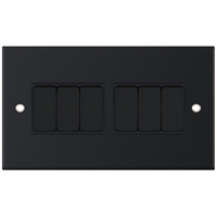 Selectric DSL11-05 5M 6 Gang 2 Way 10AX Plate Switch - Matt Black, Black Insert
