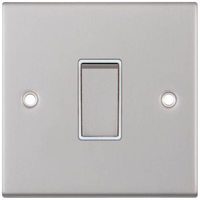 Selectric DSL101 5M 1 Gang 2 Way 10AX Plate Switch - Satin Chrome, White Insert