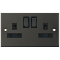 Selectric DSL12-22 5M 2 Gang 13A Switched DP Socket Outlet with 2 Earth Terminals - Dark Bronze, Black Insert