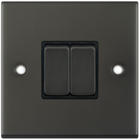 Selectric DSL12-02 5M 2 Gang 2 Way 10AX Plate Switch - Dark Bronze, Black Insert