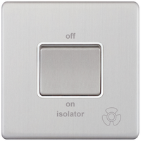 Selectric 5MPLUS-708 5M-PLUS Screwless 10AX 3 Pole Fan Isolator Switch - Satin Chrome, White Insert
