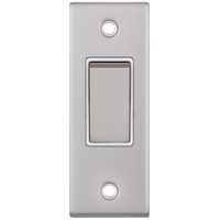 Selectric DSL179 5M 1 Gang 2 Way 10AX Architrave Plate Switch - Satin Chrome, White Insert