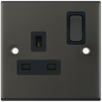Selectric DSL12-21 5M 1 Gang 13A Switched DP Socket Outlet - Dark Bronze, Black Insert