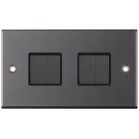 Selectric DSL404 5M 4 Gang 2 Way 10AX Plate Switch - Black Nickel, Black Insert