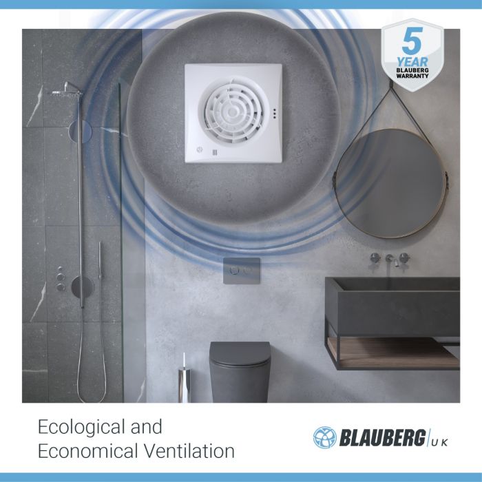 Blauberg CALM-125-T Low Noise Energy Efficient Bathroom Extractor Fan with Timer White - 5" 125mm - westbasedirect.com