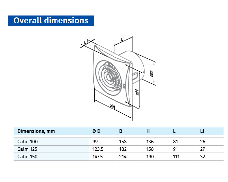 Blauberg CALM-100 Low Noise Energy Efficient Bathroom Extractor Fan Standard White - 4" 100mm - westbasedirect.com