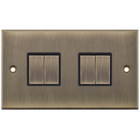 Selectric DSL604 5M 4 Gang 2 Way 10AX Plate Switch - Antique Brass, Black Insert