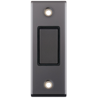 Selectric DSL479 5M 1 Gang 2 Way 10AX Architrave Plate Switch - Black Nickel, Black Insert