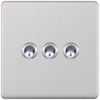 Selectric 5MPLUS-TOG-3 5M-PLUS Screwless 3 Gang 2 Way 10A Toggle Switch - Satin Chrome