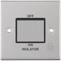 Selectric DSL208 5M 10AX 3 Pole Fan Isolator Switch - Satin Chrome, Black Insert